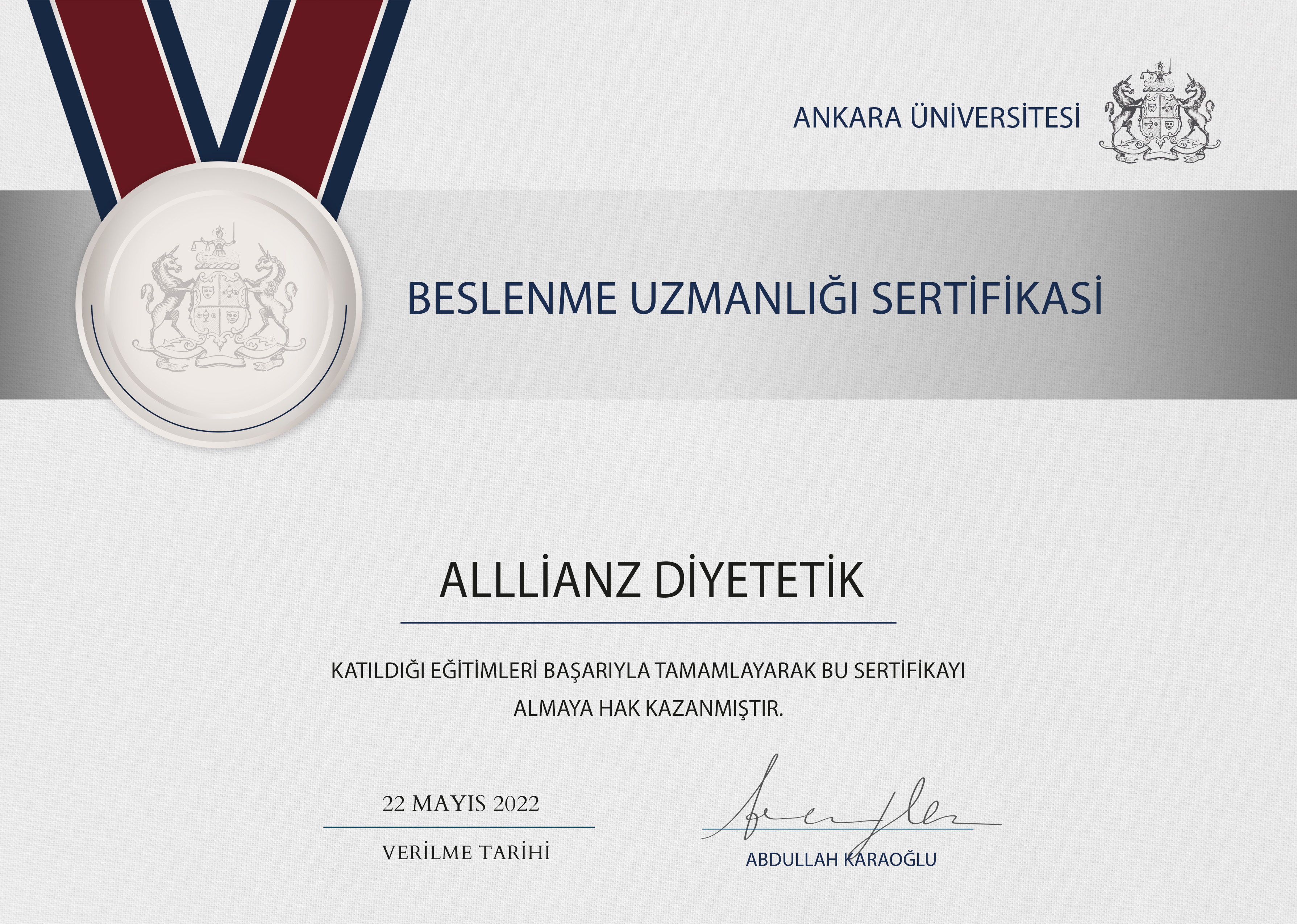 Beslenme Uzmanlığı Sertifikası
