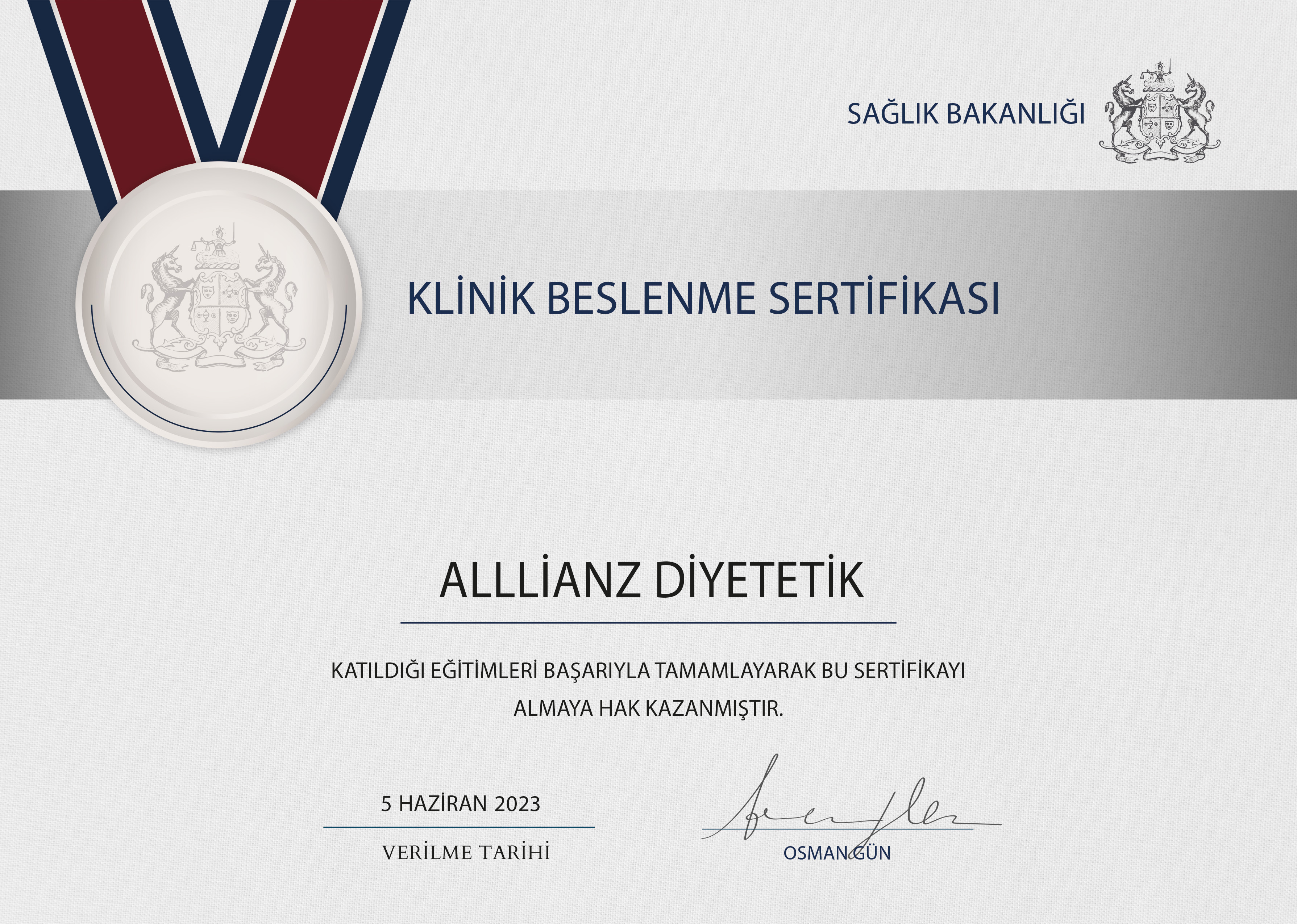 Klinik Beslenme Sertifikası